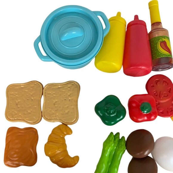 Plastic Play Food Set 35 Pieces Fruits Vegetables Cheese Bread Desserts Kitchen - Picture 4 of 8